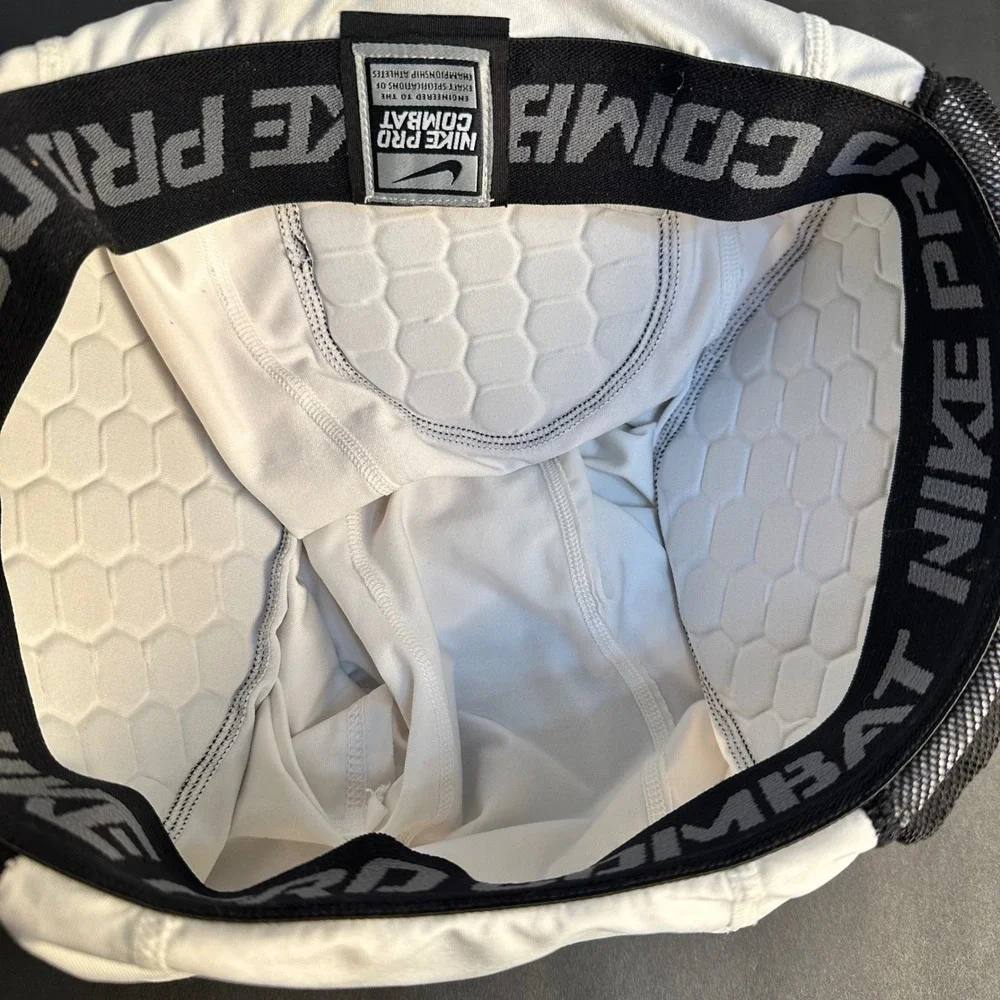 Nike Pro Combat Padded‎ Compression Shorts Mens L White Hyperstrong Dri-FIT